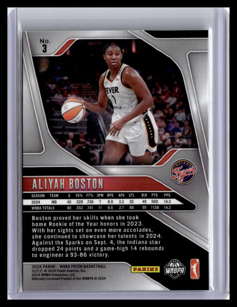 2024 Panini Prizm WNBA #3 Aliyah Boston