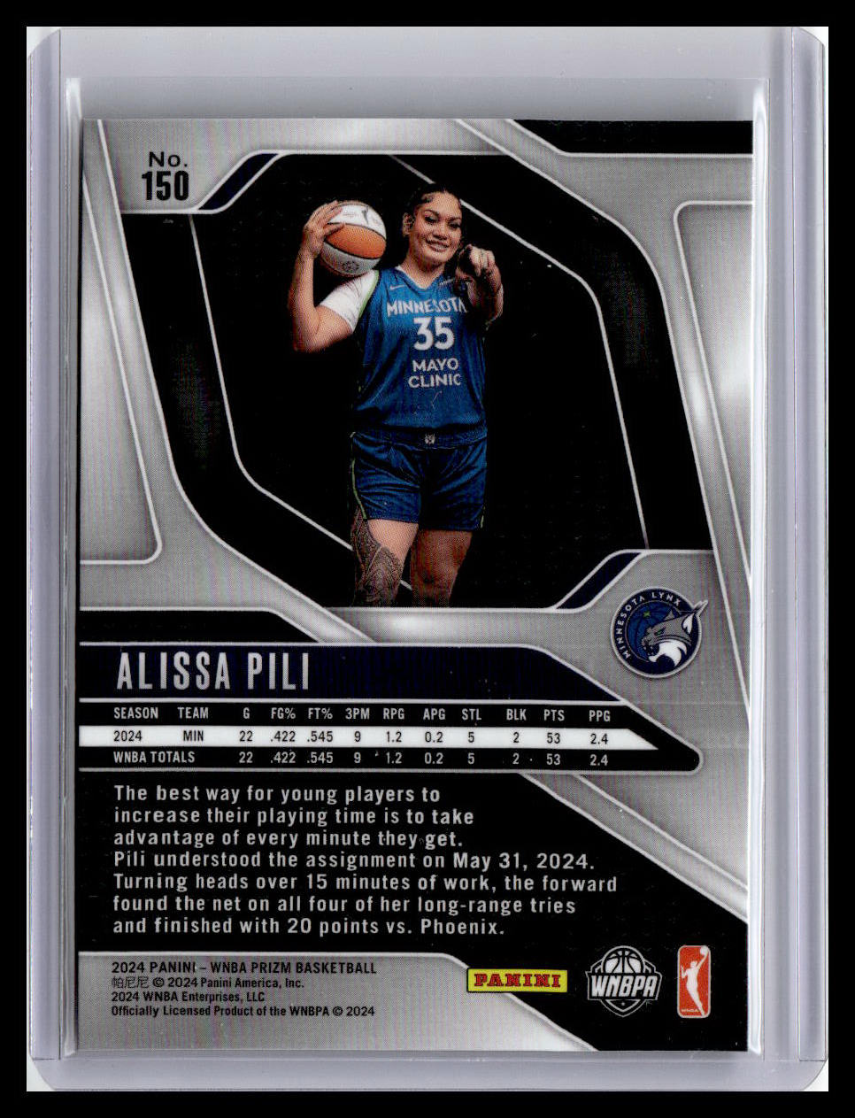 2024 Panini Prizm WNBA #150 Alissa Pili (RC)