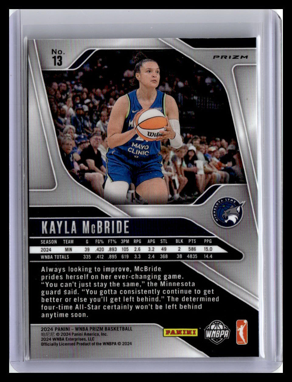 2024 Panini Prizm WNBA #13 Kayla McBride Ice Prizms