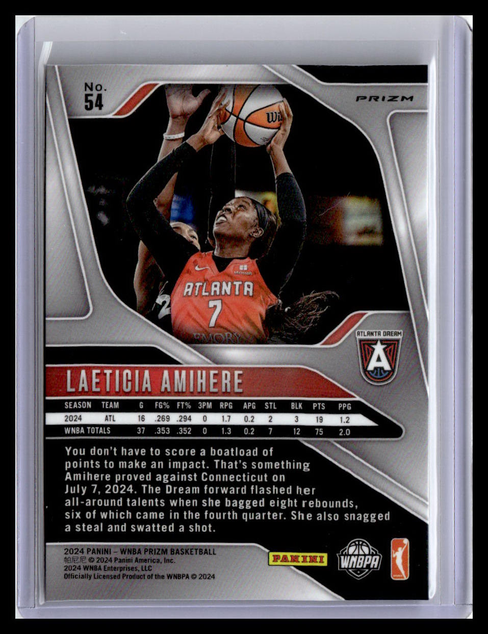 2024 Panini Prizm WNBA #54 Laeticia Amihere Ice Prizms