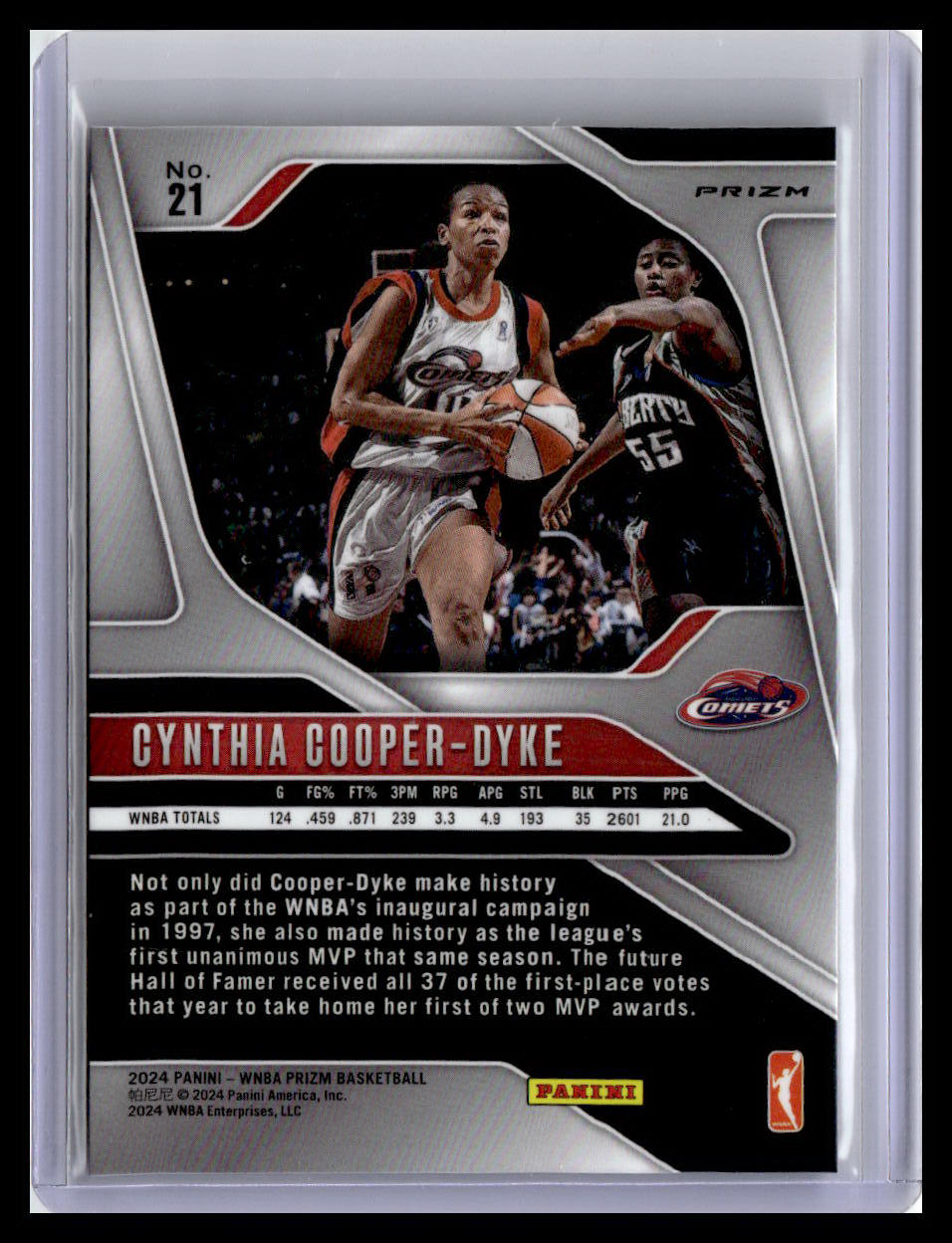 2024 Panini Prizm WNBA #21 Cynthia Cooper-Dyke Ice Prizms