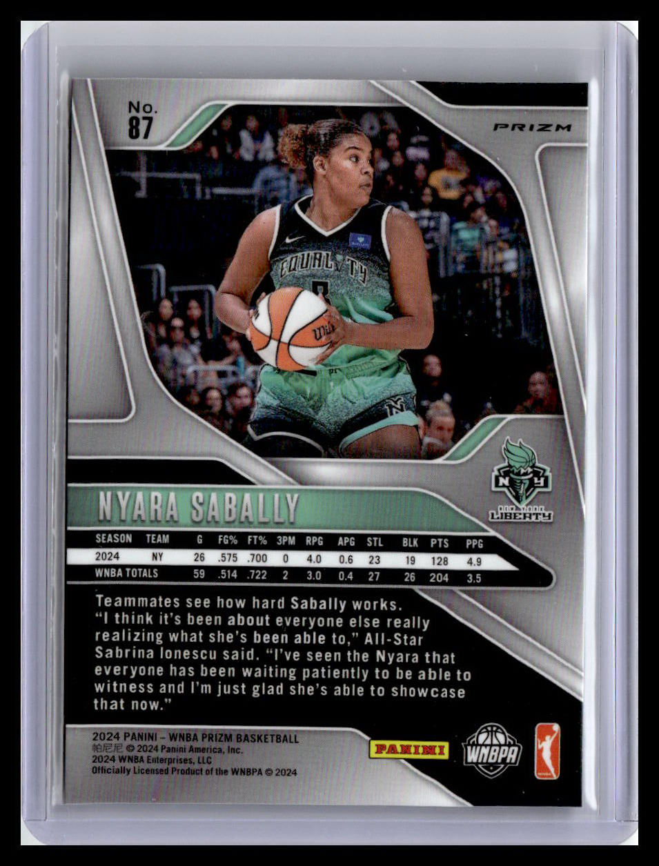 2024 Panini Prizm WNBA #87 Nyara Sabally Ice Prizms