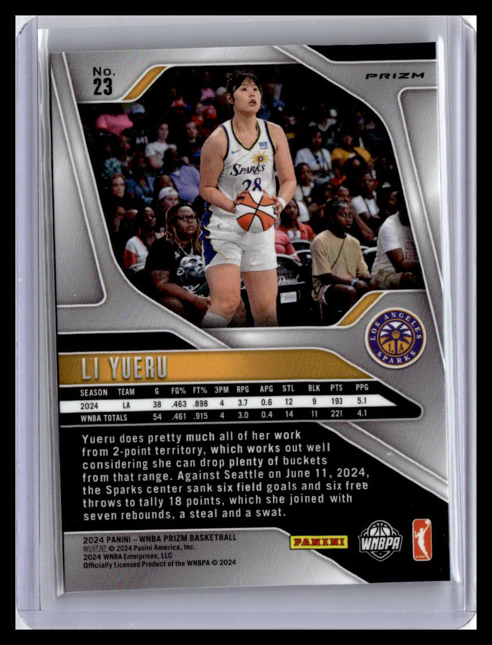 2024 Panini Prizm WNBA #23 Li Yueru Ice Prizms