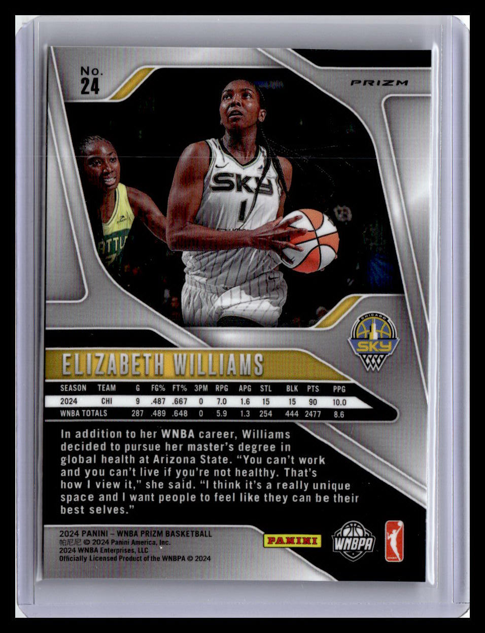 2024 Panini Prizm WNBA #24 Elizabeth Williams Blue Velocity Prizms