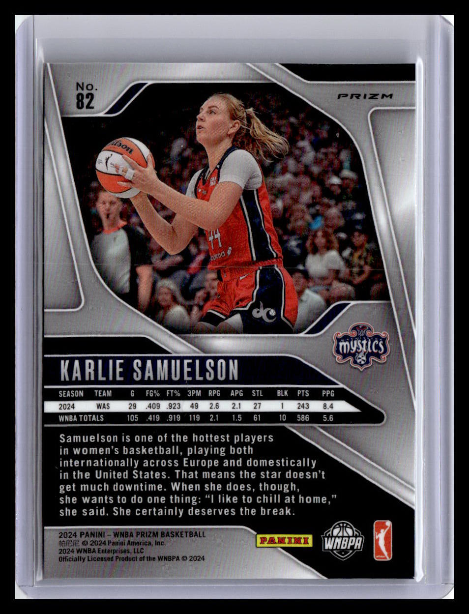 2024 Panini Prizm WNBA #82 Karlie Samuelson Blue Velocity Prizms