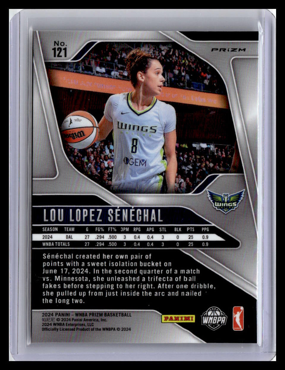 2024 Panini Prizm WNBA #121 Lou Lopez Senechal Blue Velocity Prizms