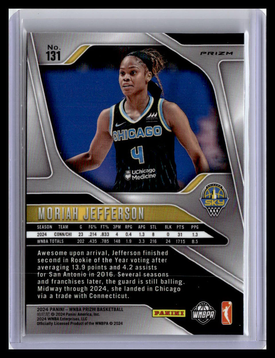 2024 Panini Prizm WNBA #131 Moriah Jefferson Blue Velocity Prizms