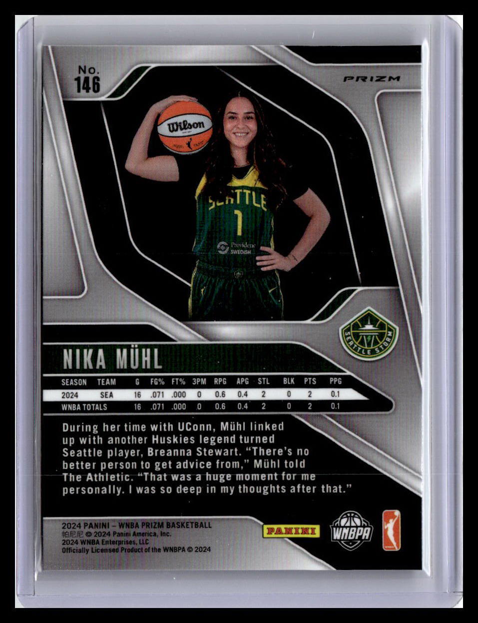 2024 Panini Prizm WNBA #146 Nika Muhl (RC) Blue Velocity Prizms