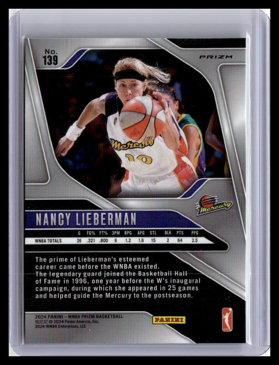 2024 Panini Prizm WNBA #139 Nancy Lieberman WNBA Logo Prizms