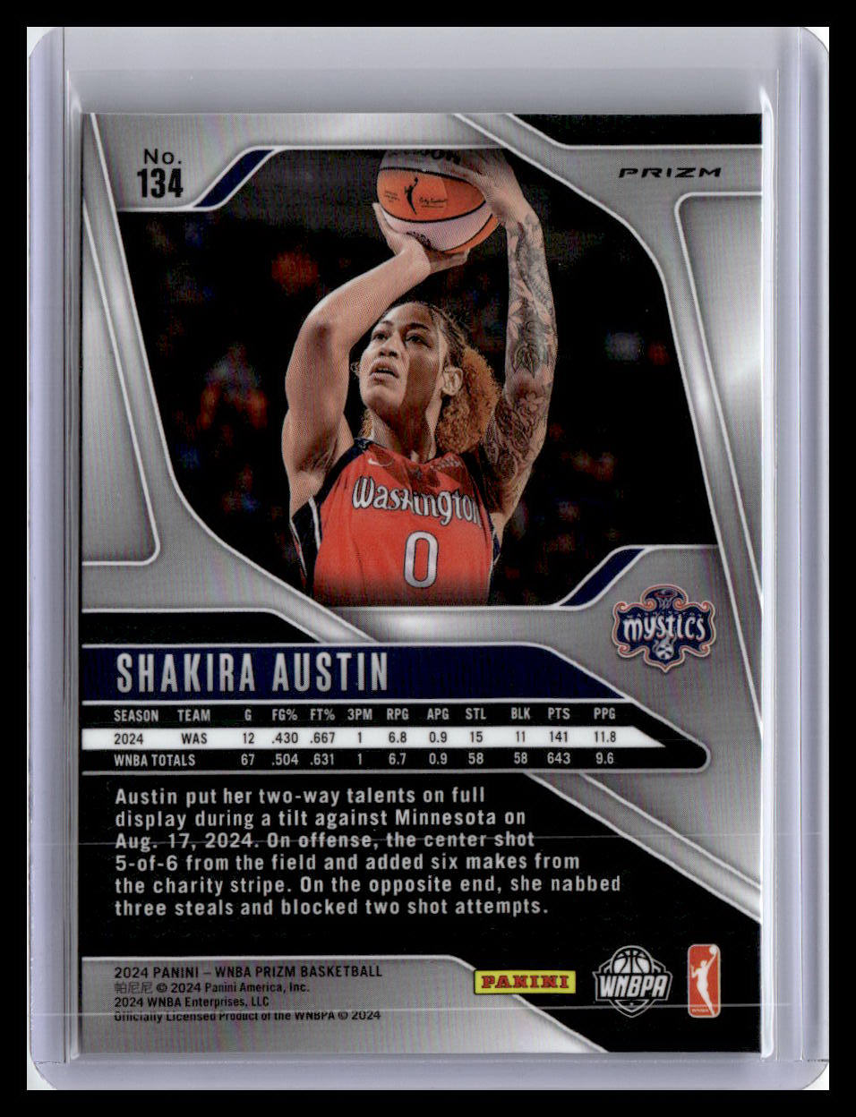 2024 Panini Prizm WNBA #134 Shakira Austin WNBA Logo Prizms