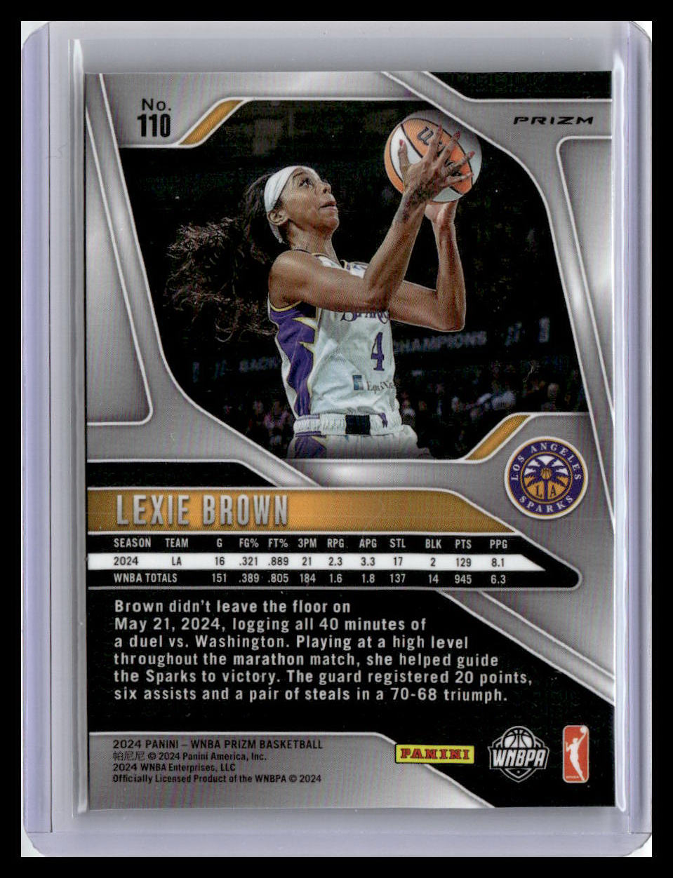 2024 Panini Prizm WNBA #110 Lexie Brown Green Prizms