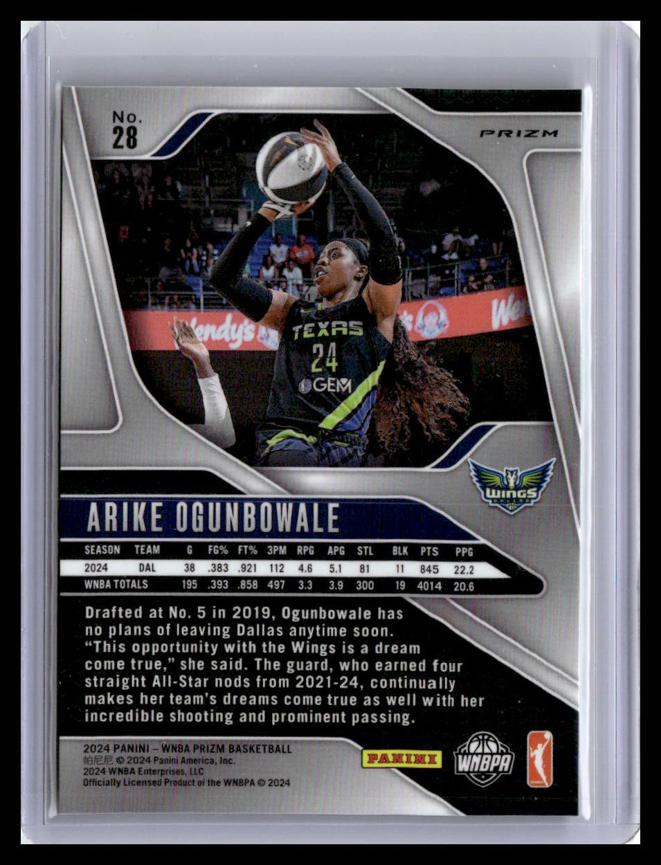 2024 Panini Prizm WNBA #28 Arike Ogunbowale Green Prizms