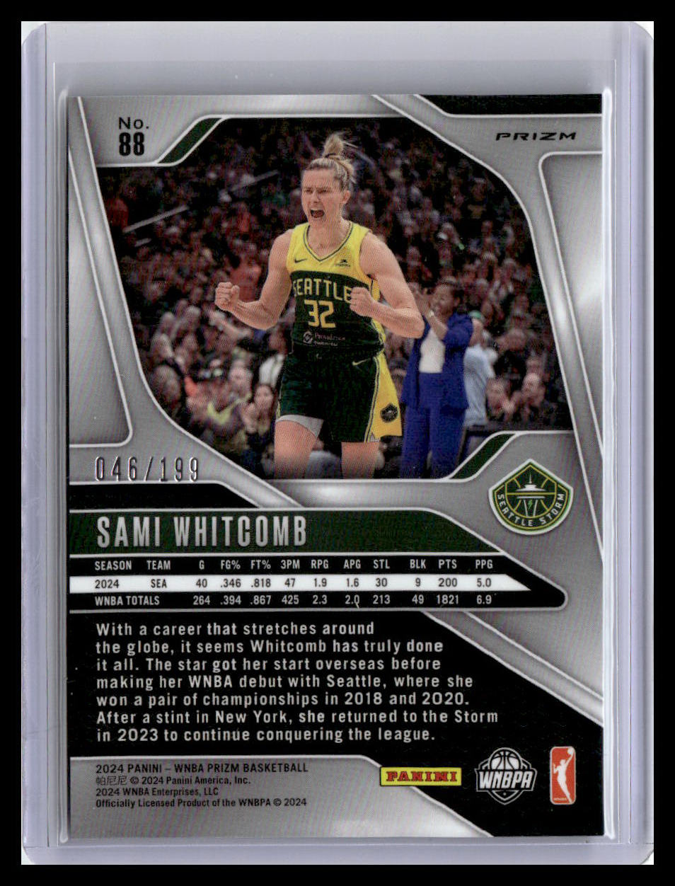 2024 Panini Prizm WNBA #88 Sami Whitcomb Blue Prizms #/199
