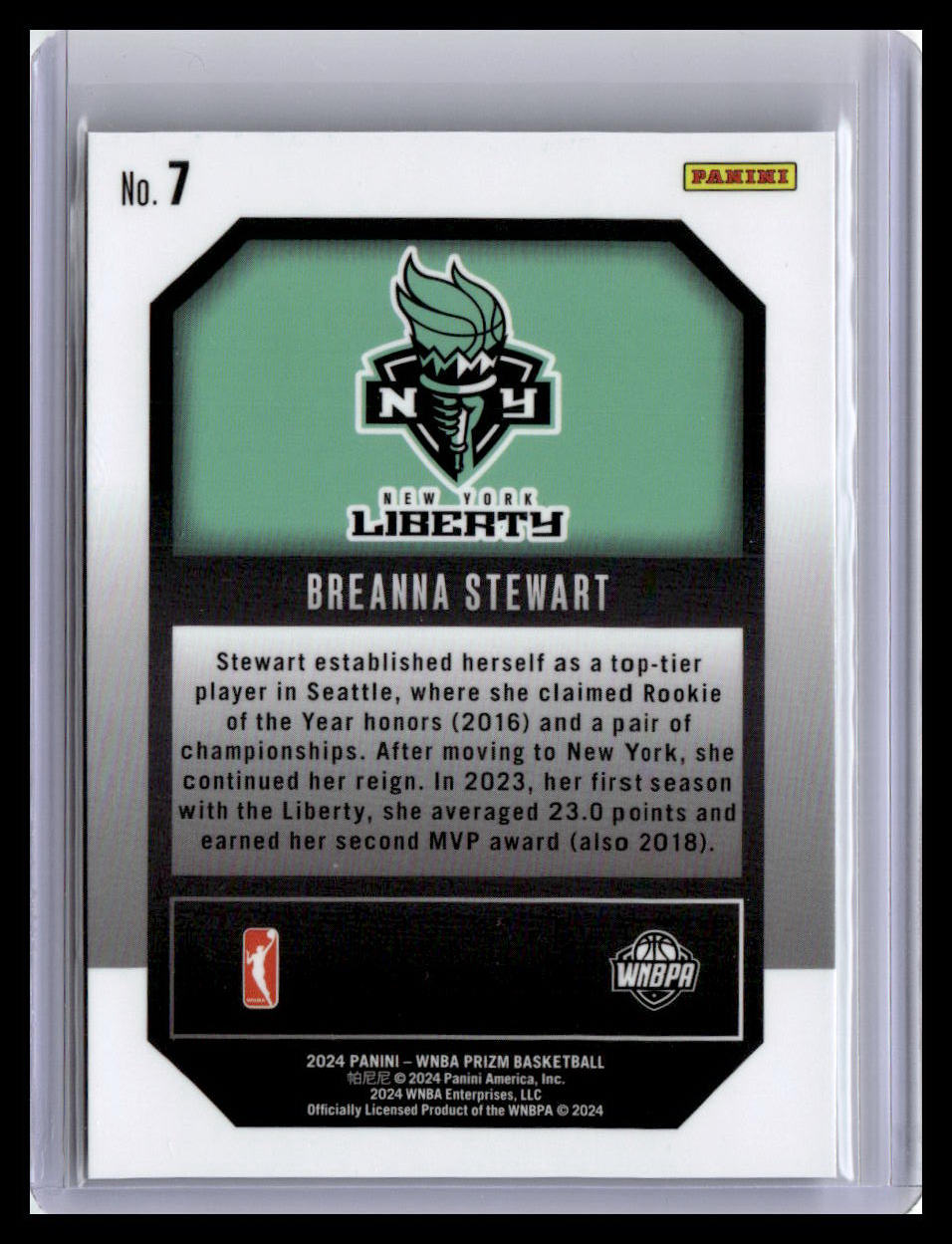 2024 Panini Prizm WNBA #7 Breanna Stewart Top Tier