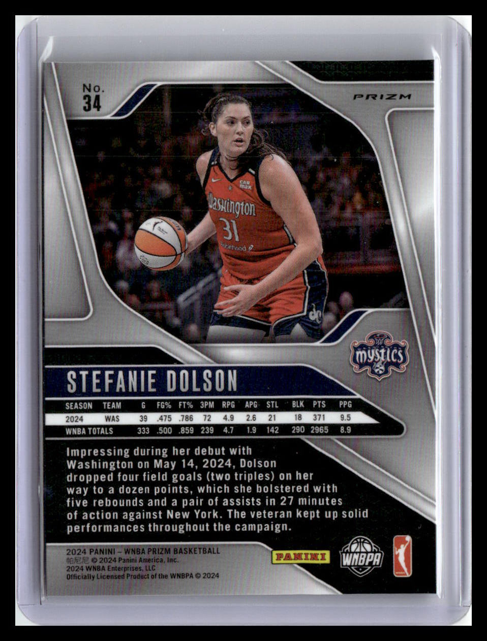 2024 Panini Prizm WNBA #34 Stefanie Dolson Checkerboard Prizms