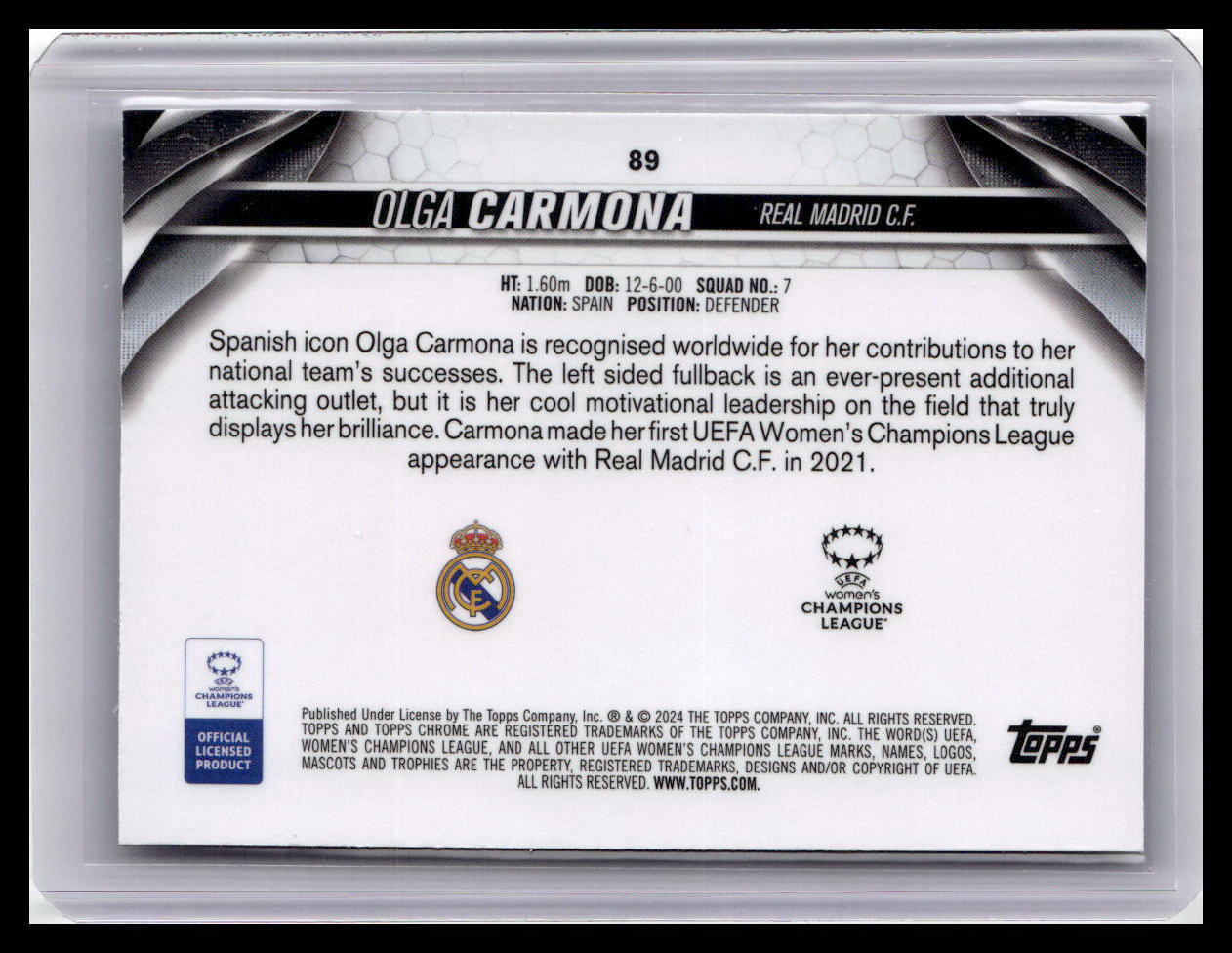 2023-24 Topps Chrome UEFA Women's Champions League #89 Olga Carmona Pulsar