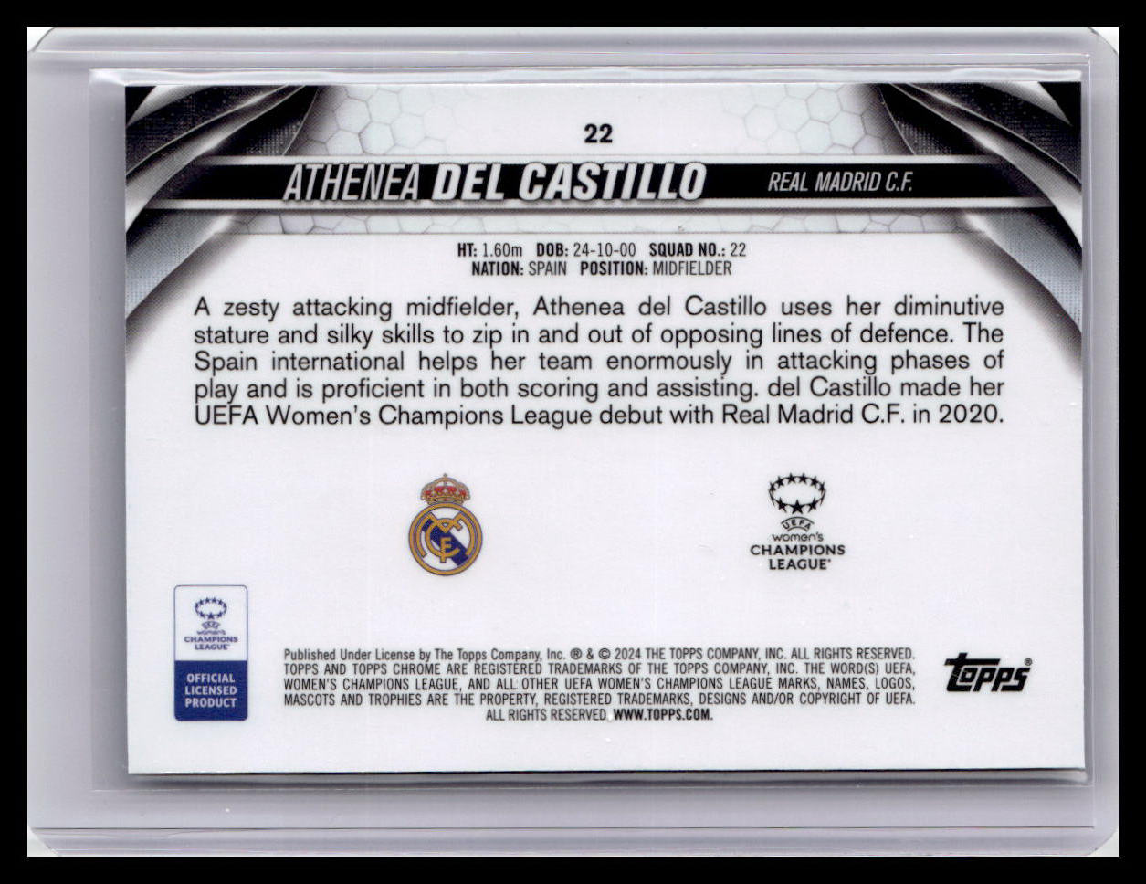 2023-24 Topps Chrome UEFA Women's League #22 Athenea del Castillo Refractor