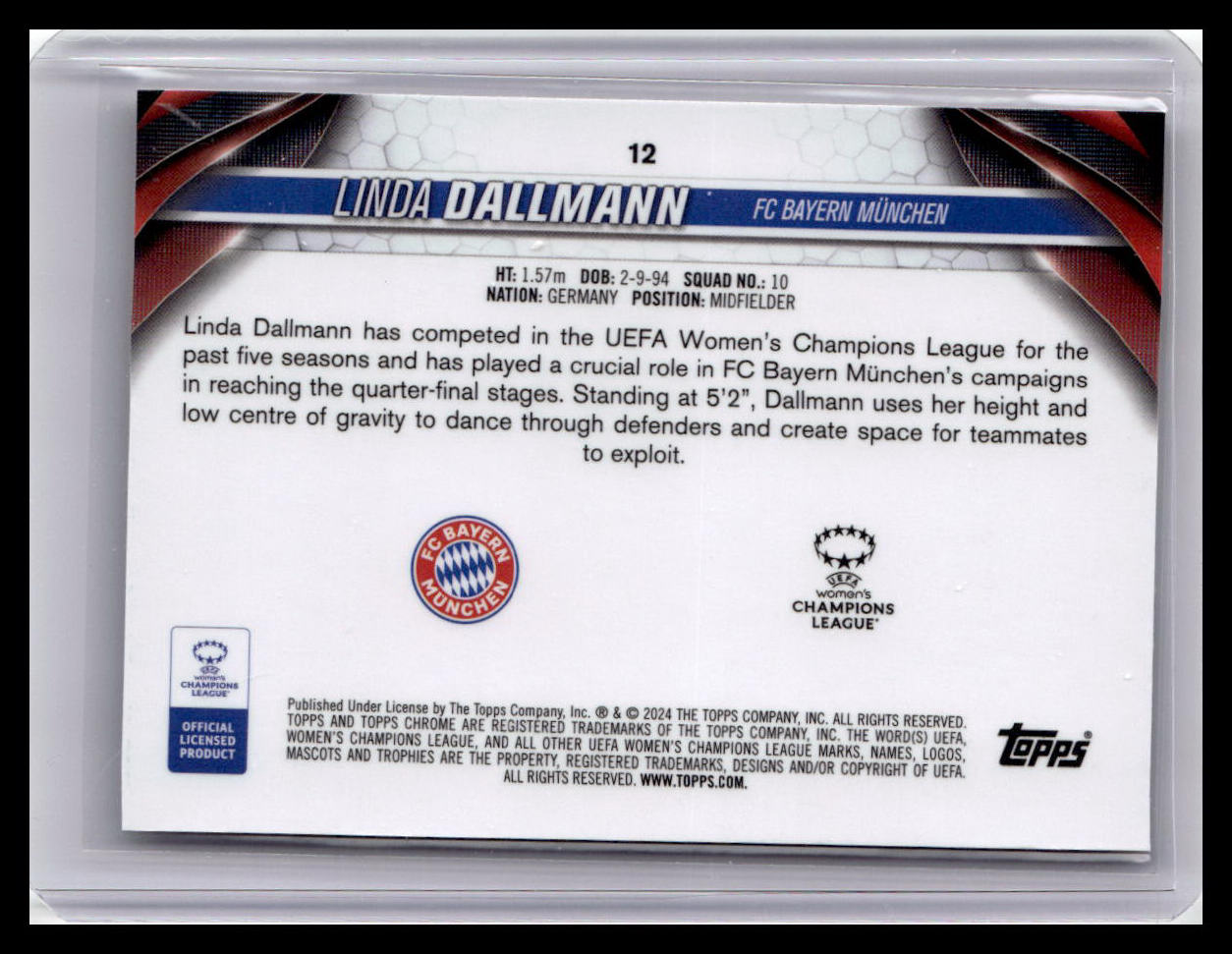 2023-24 Topps Chrome UEFA Women's Champions League #12 Linda Dallmann
