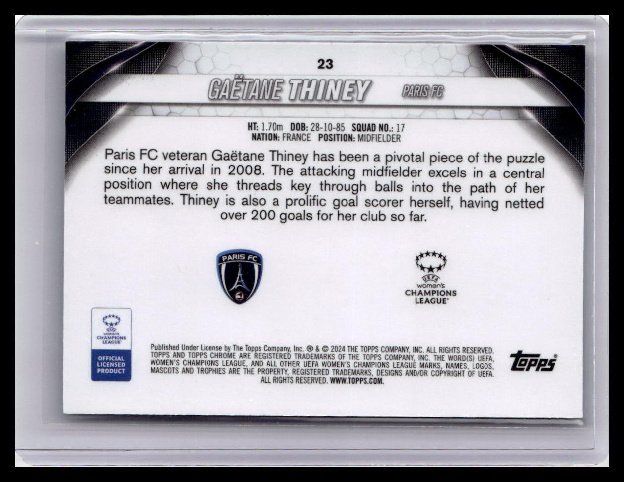 2023-24 Topps Chrome UEFA Women's Champions League #23 Gaëtane Thiney Refractor