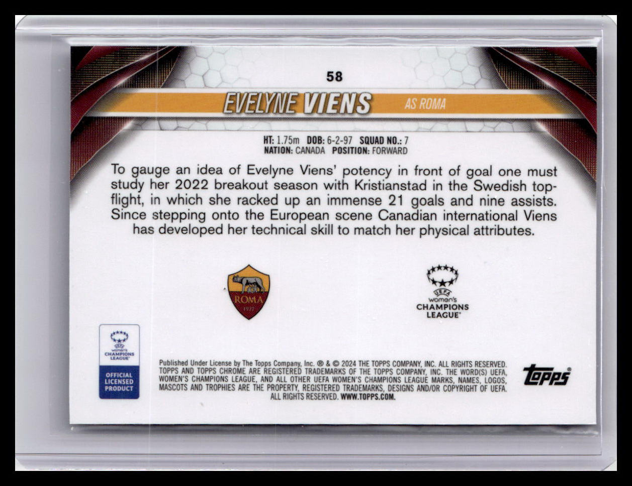 2023-24 Topps Chrome UEFA Women's Champions League #58 Evelyne Viens