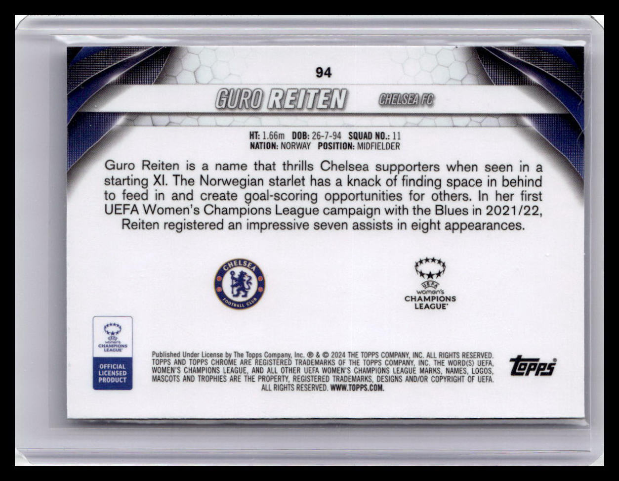 2023-24 Topps Chrome UEFA Women's Champions League #94 Guro Reiten