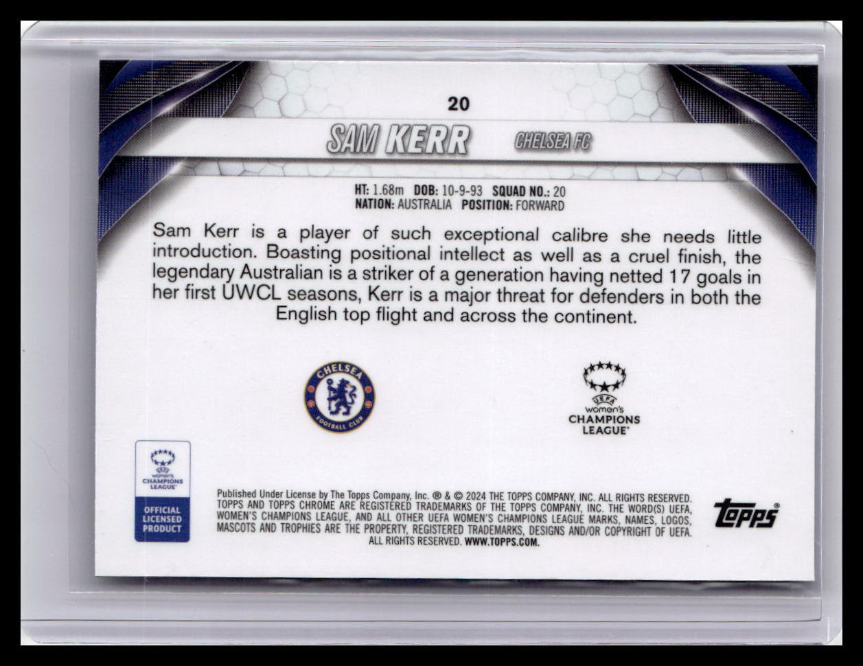 2023-24 Topps Chrome UEFA Women's Champions League #20 Sam Kerr