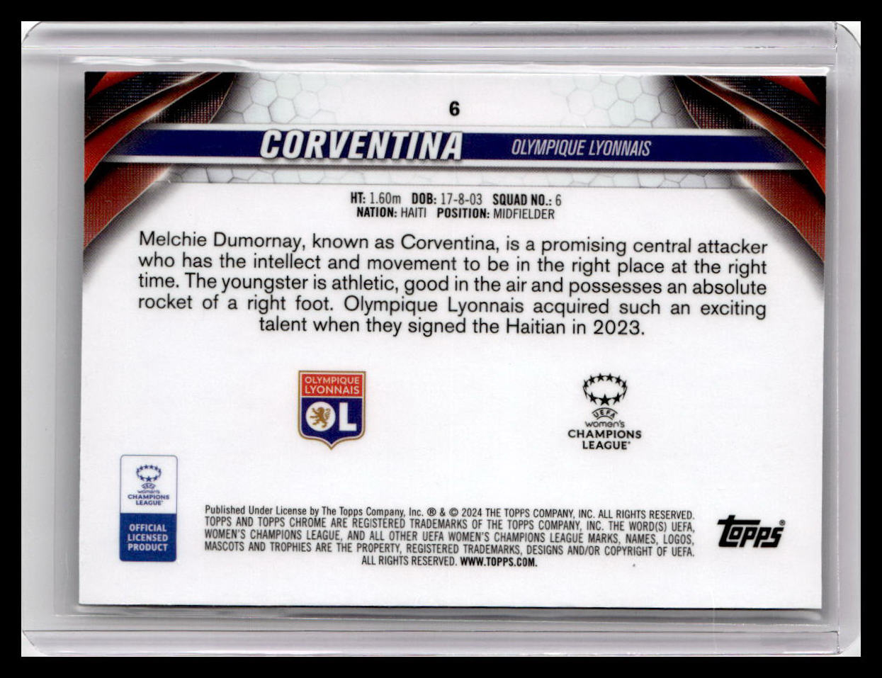 2023-24 Topps Chrome UEFA Women's Champions League #6 Corventina