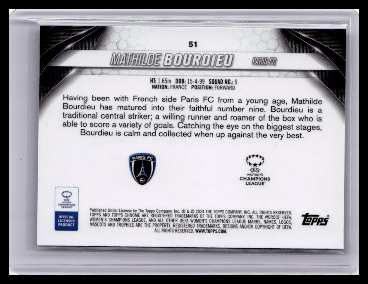 2023-24 Topps Chrome UEFA Women's Champions League #51 Mathilde Bourdieu