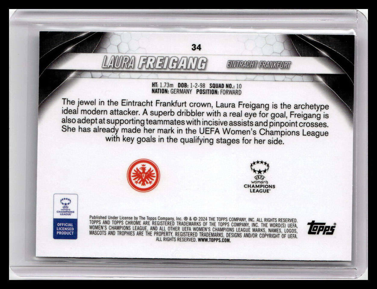 2023-24 Topps Chrome UEFA Women's Champions League #34 Laura Freigang (RC)