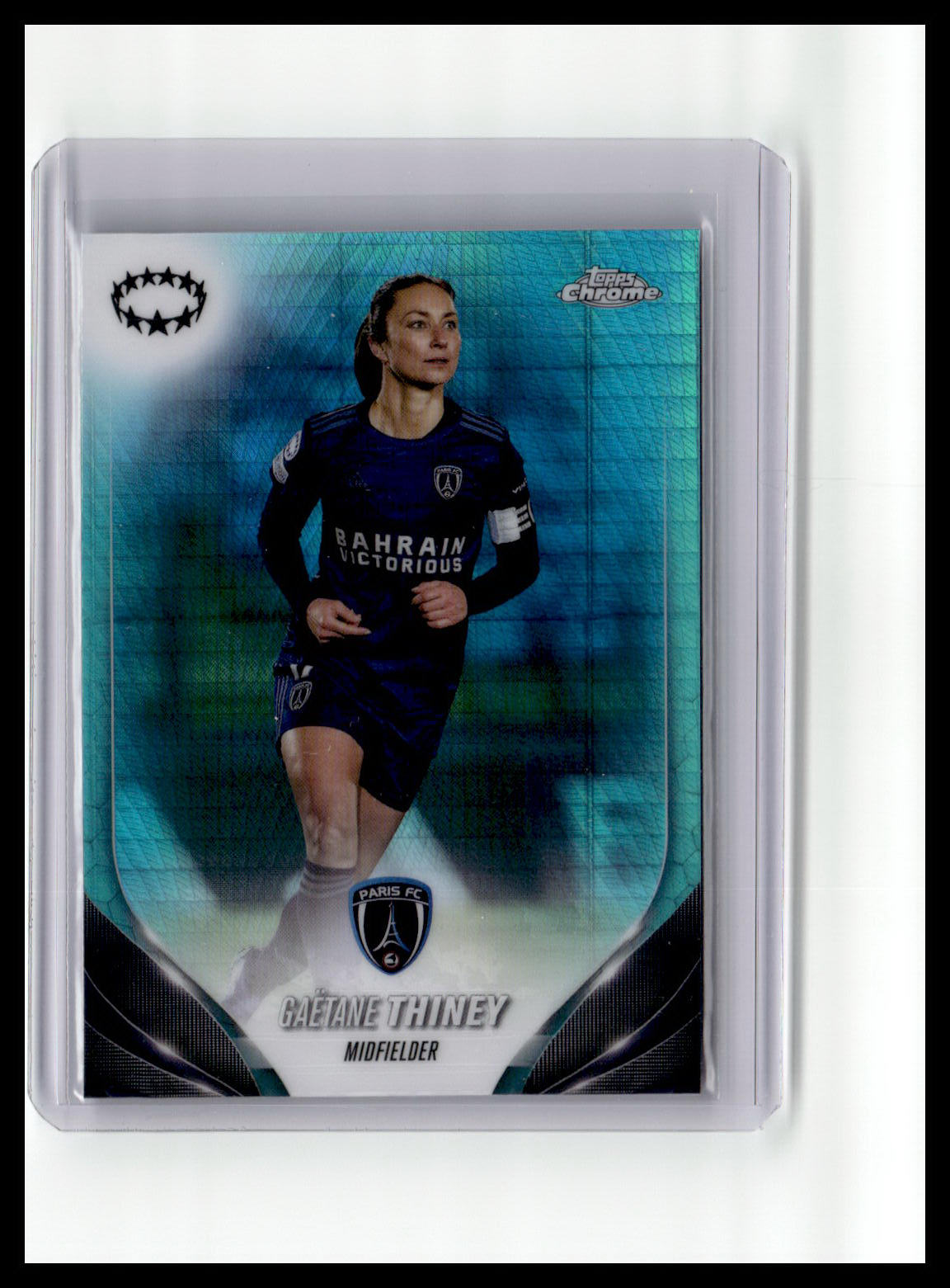 2023-24 Topps Chrome UEFA Women's Champ League #23 Gaëtane Thiney Aqua Prizm