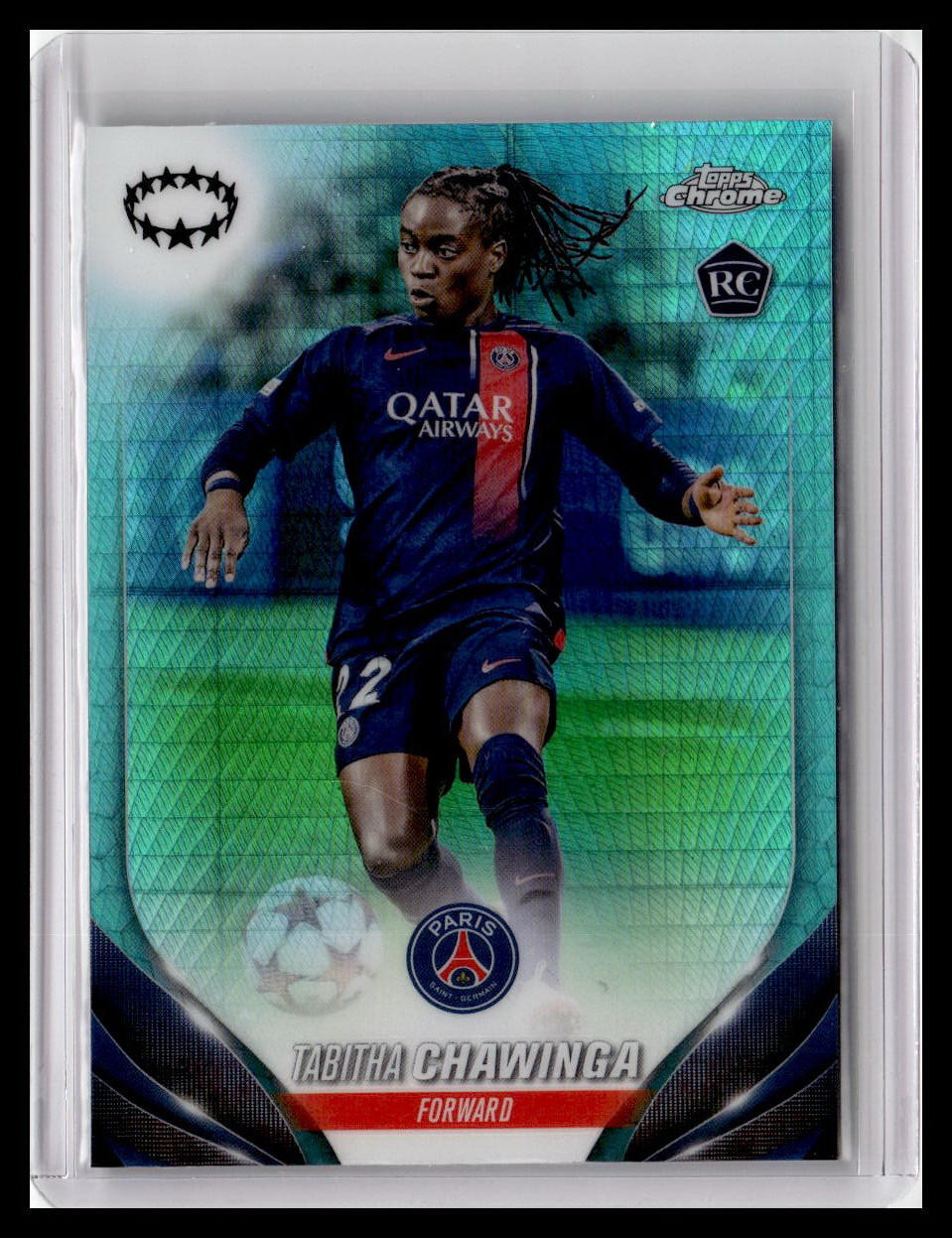 2023-24 Topps Chrome UEFA Women's League #47 Tabitha Chawinga (RC) Aqua Prizm