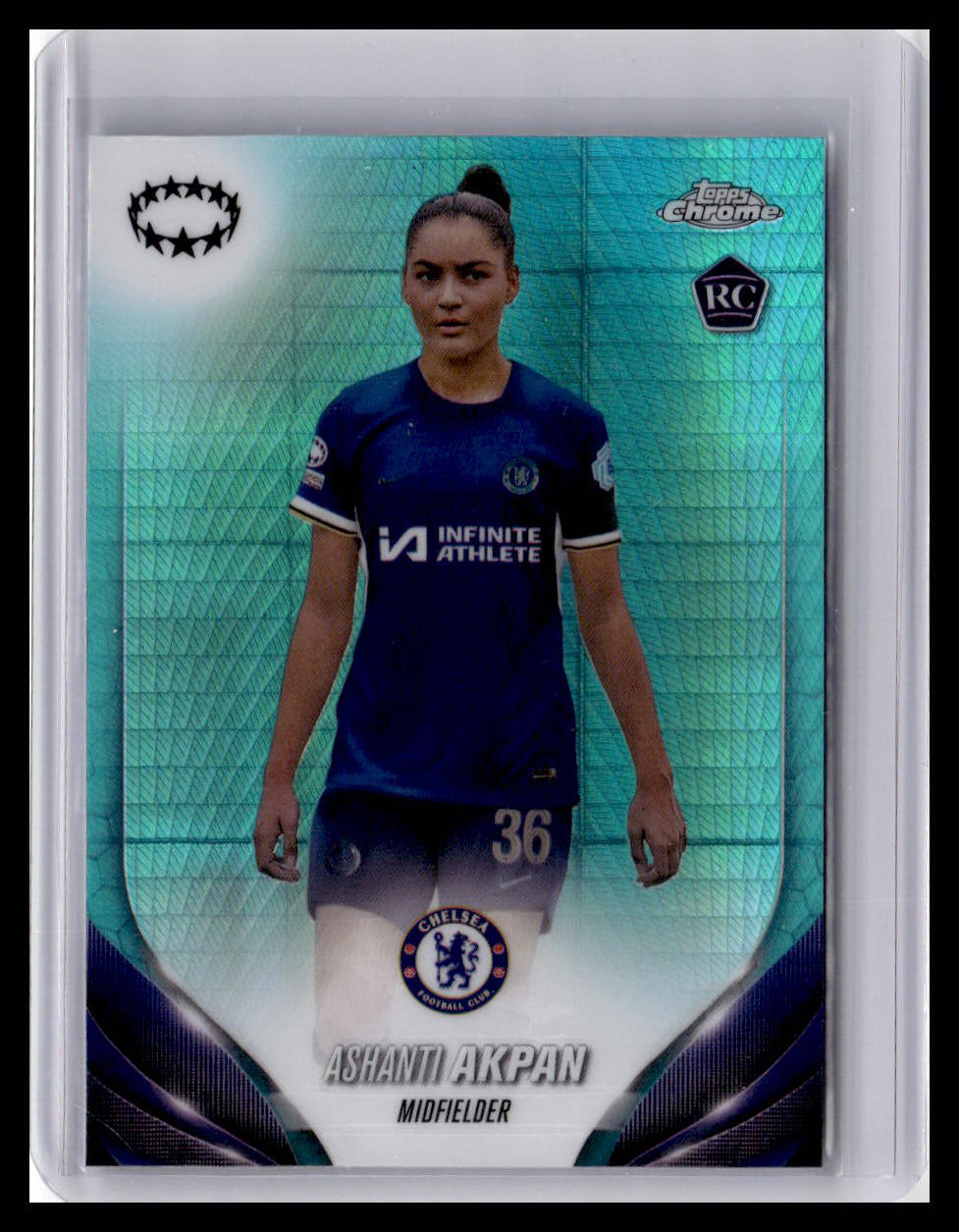 2023-24 Topps Chrome UEFA Women's Champ League #57 Ashanti Akpan (RC) Aqua Prizm