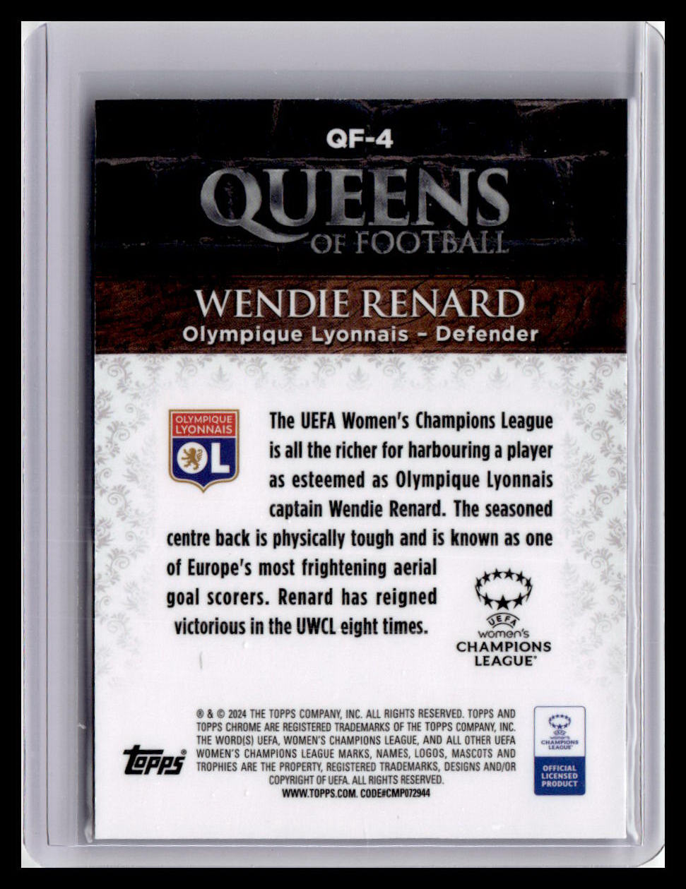 2023-24 Topps Chrome UEFA WCL #QF-4 Wendie Renard Queens of Football