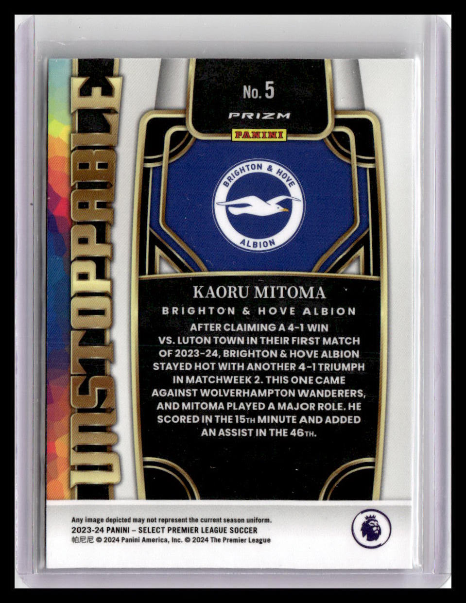 2023-24 Panini Select Premier League #5 Kaoru Mitoma Unstoppable Blue Pulsar