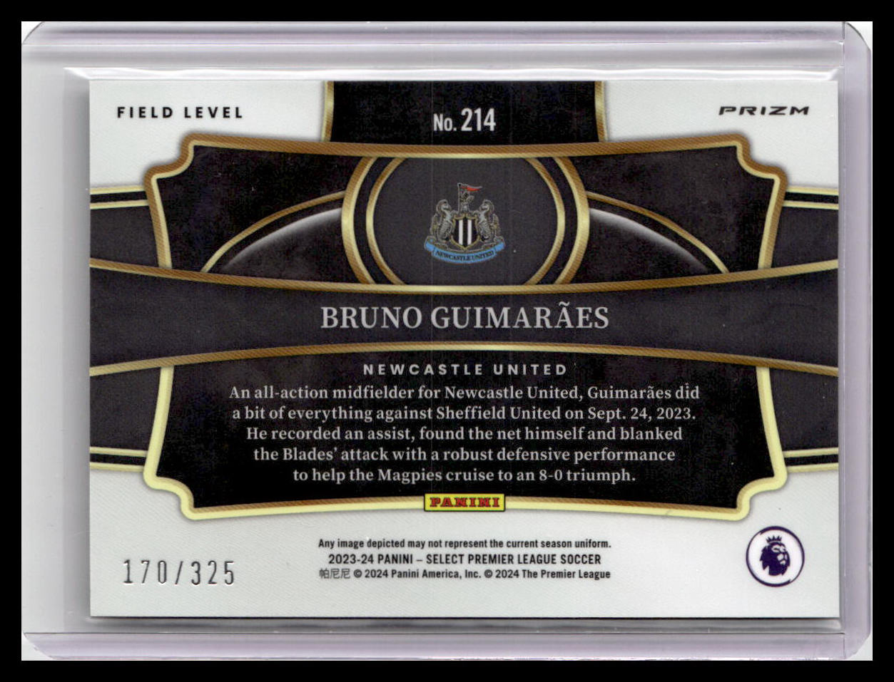 2023-24 Panini Select Premier League #214 Bruno Guimaraes Purple Mojo