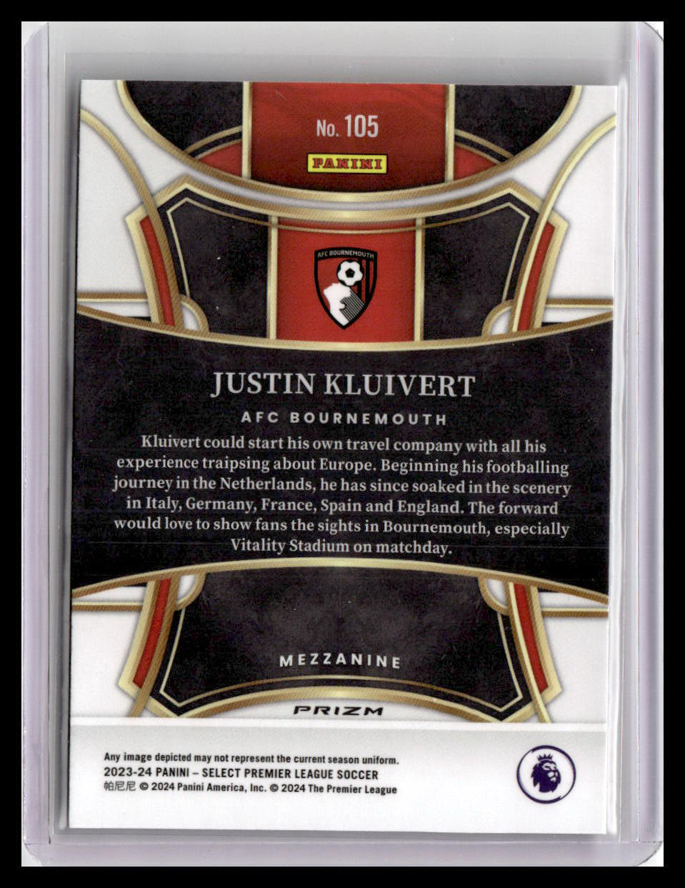 2023-24 Panini Select Premier League #105 Justin Kluivert Purple Mojo