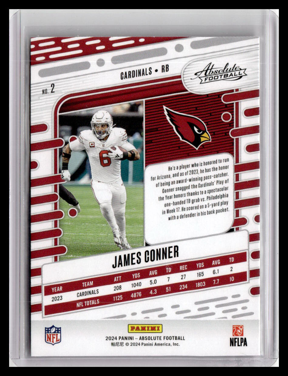 2024 Panini Absolute #2 James Conner Red & Blue Foil