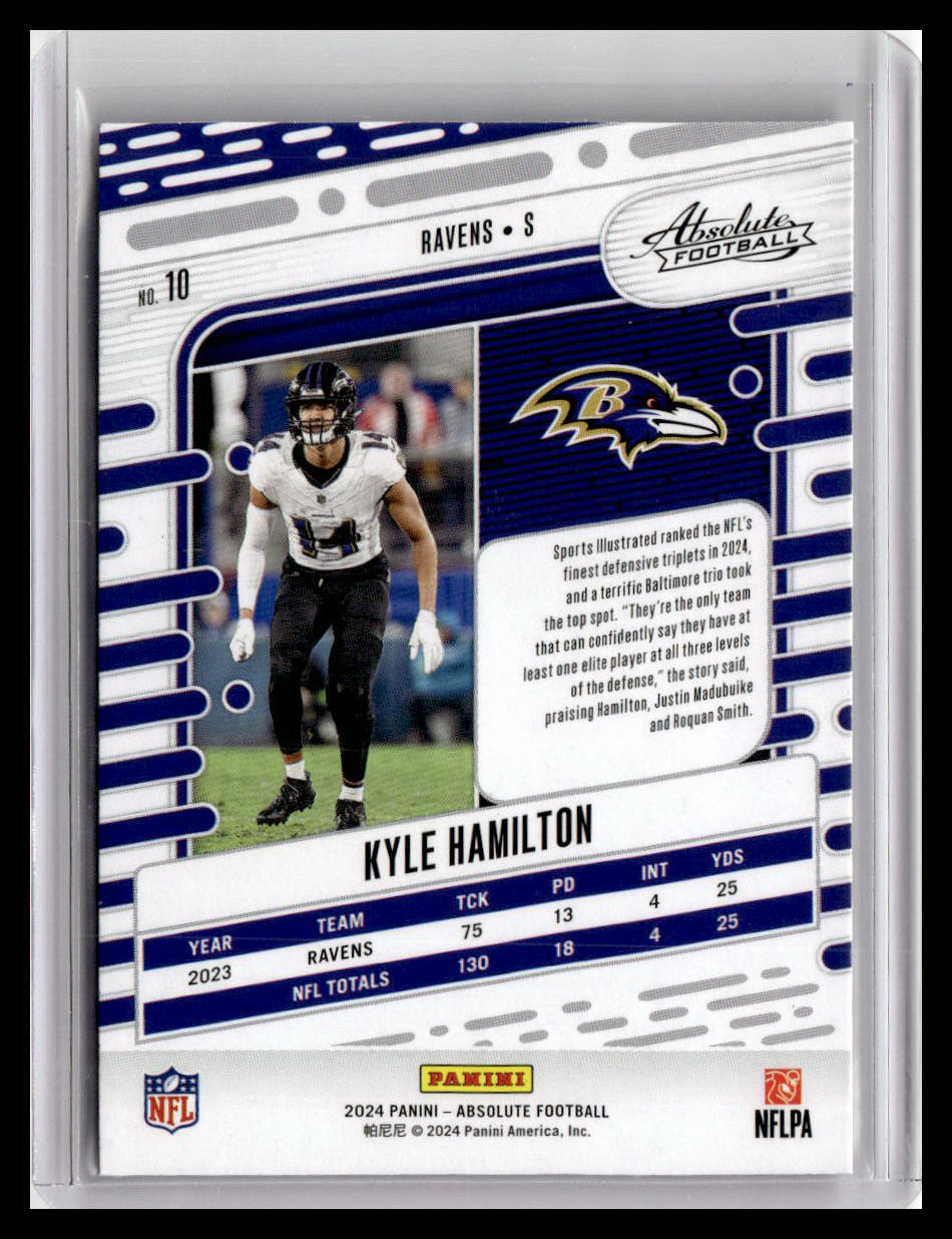 2024 Panini Absolute #10 Kyle Hamilton Red & Blue Foil