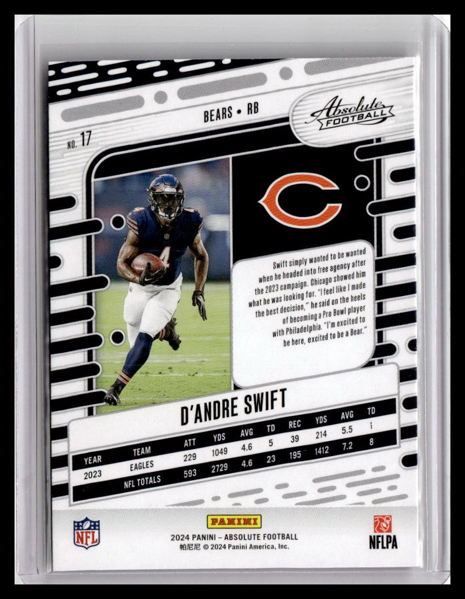 2024 Panini Absolute #17 D'Andre Swift Red & Blue Foil