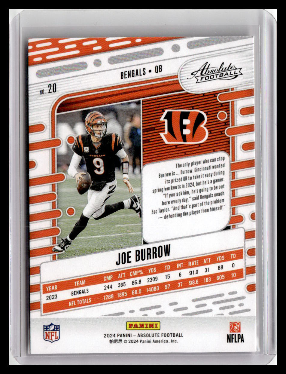 2024 Panini Absolute #20 Joe Burrow Red and Blue