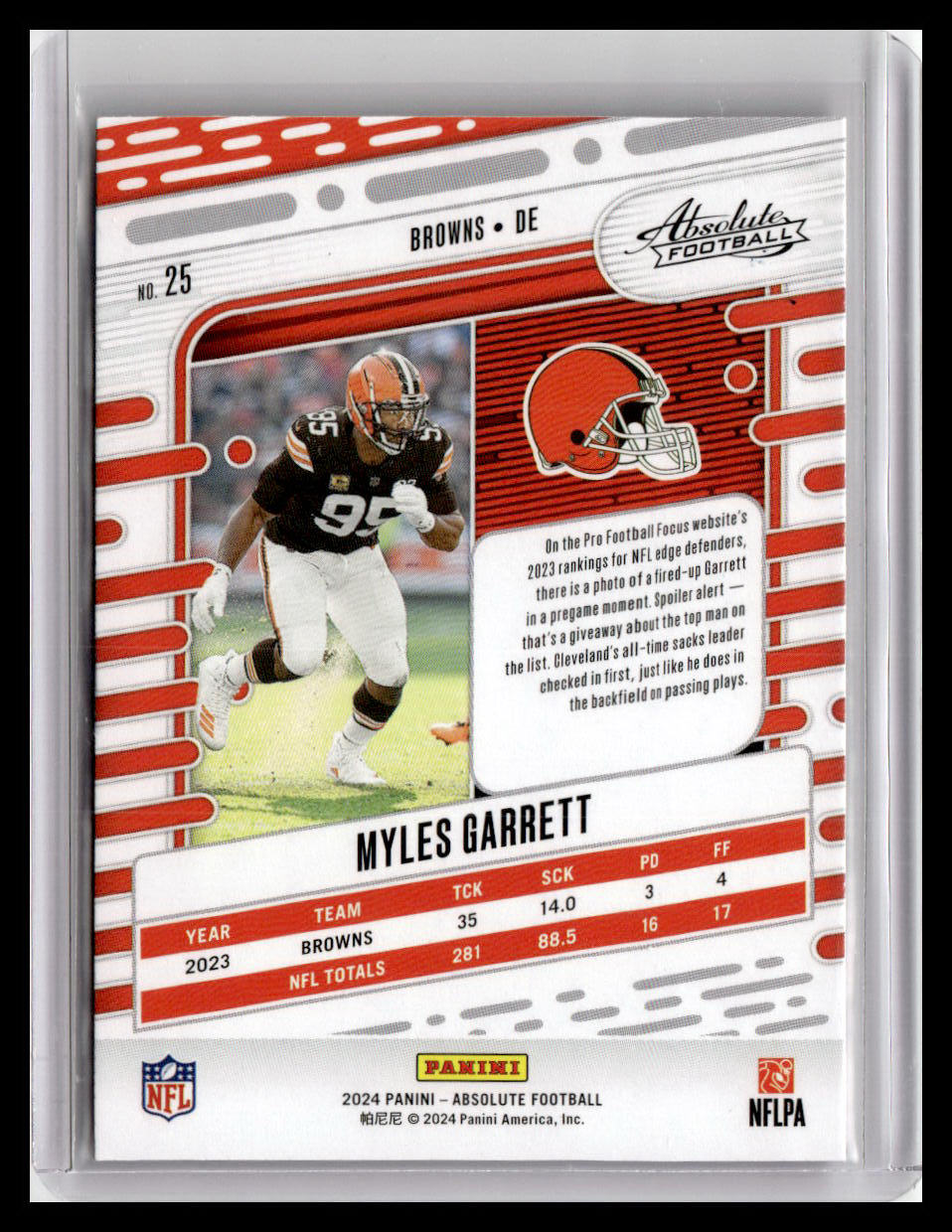 2024 Panini Absolute #25 Myles Garrett Red & Blue Foil