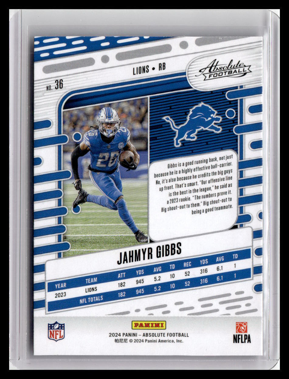 2024 Panini Absolute #36 Jahmyr Gibbs