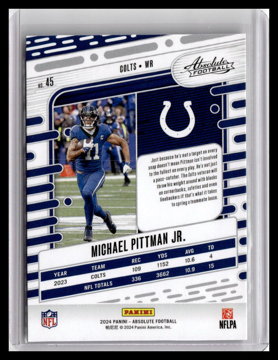 2024 Panini Absolute #45 Michael Pittman Jr.
