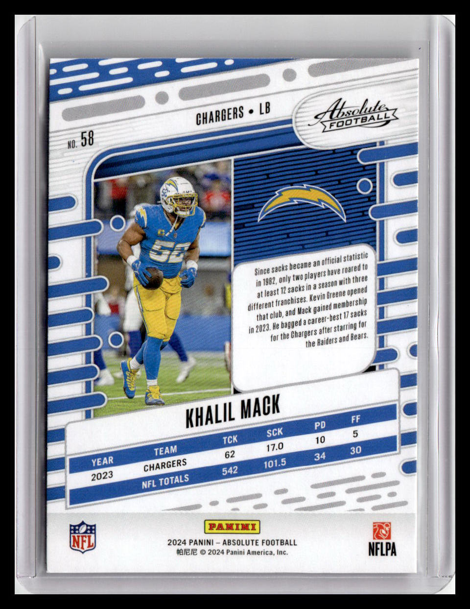 2024 Panini Absolute #58 Khalil Mack 2024 Panini Absolute