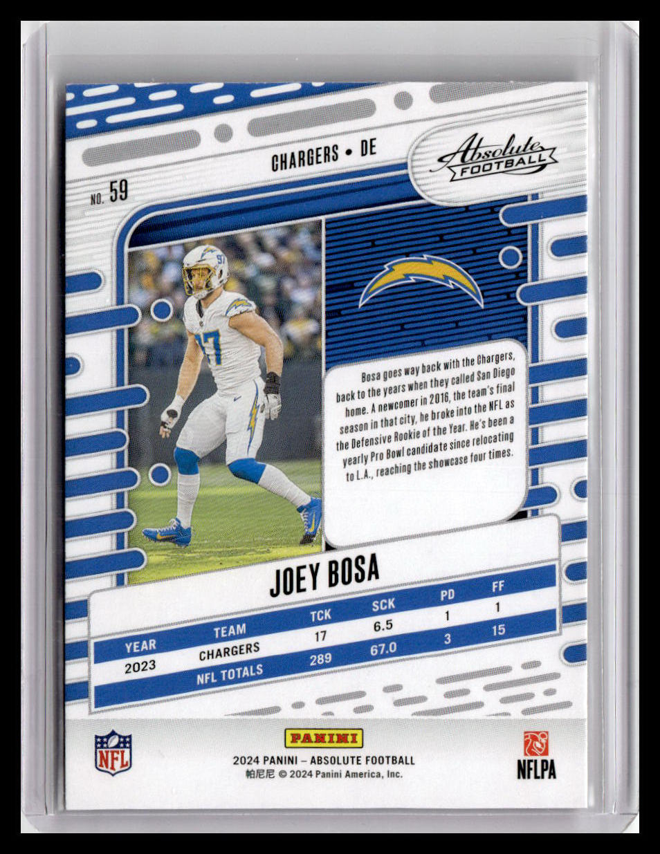 2024 Panini Absolute #59 Joey Bosa Red & Blue Foil