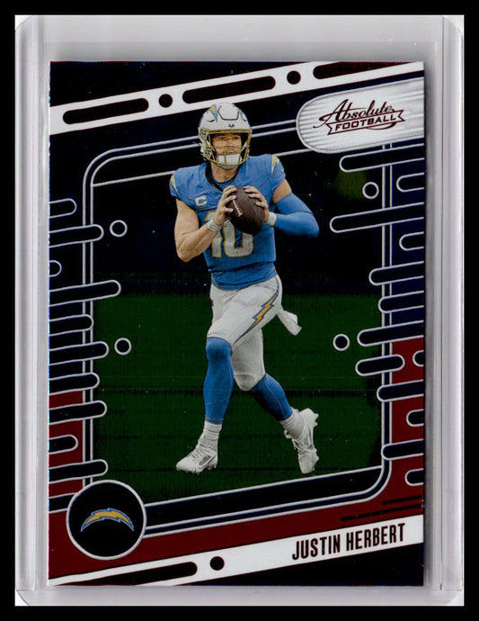 2024 Panini Absolute #57 Justin Herbert Red & Blue Foil