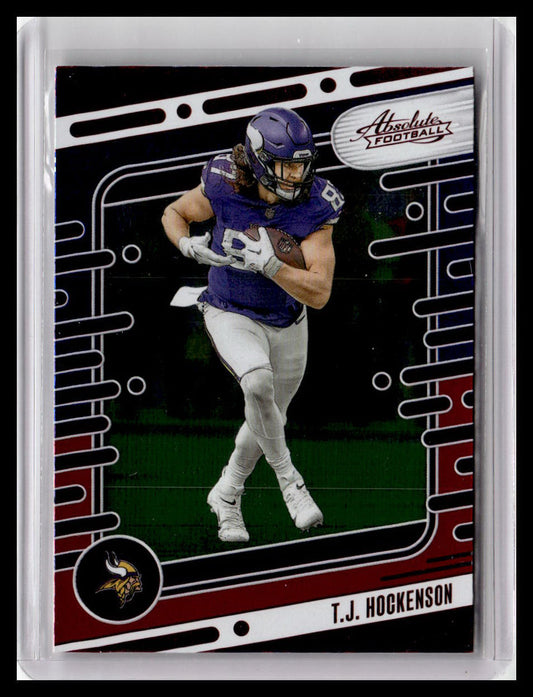 2024 Panini Absolute #72 T.J. Hockenson Red & Blue Foil