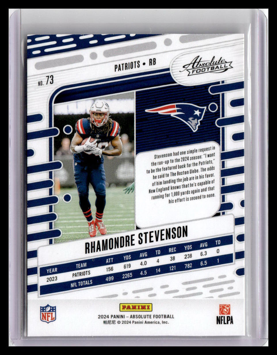 2024 Panini Absolute #73 Rhamondre Stevenson