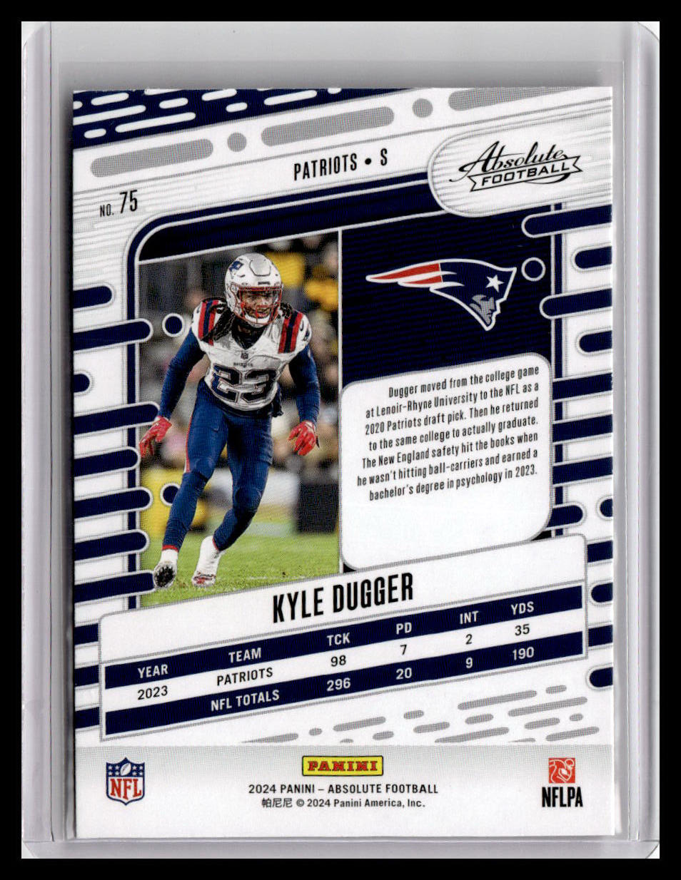 2024 Panini Absolute #75 Kyle Dugger Red & Blue Foil
