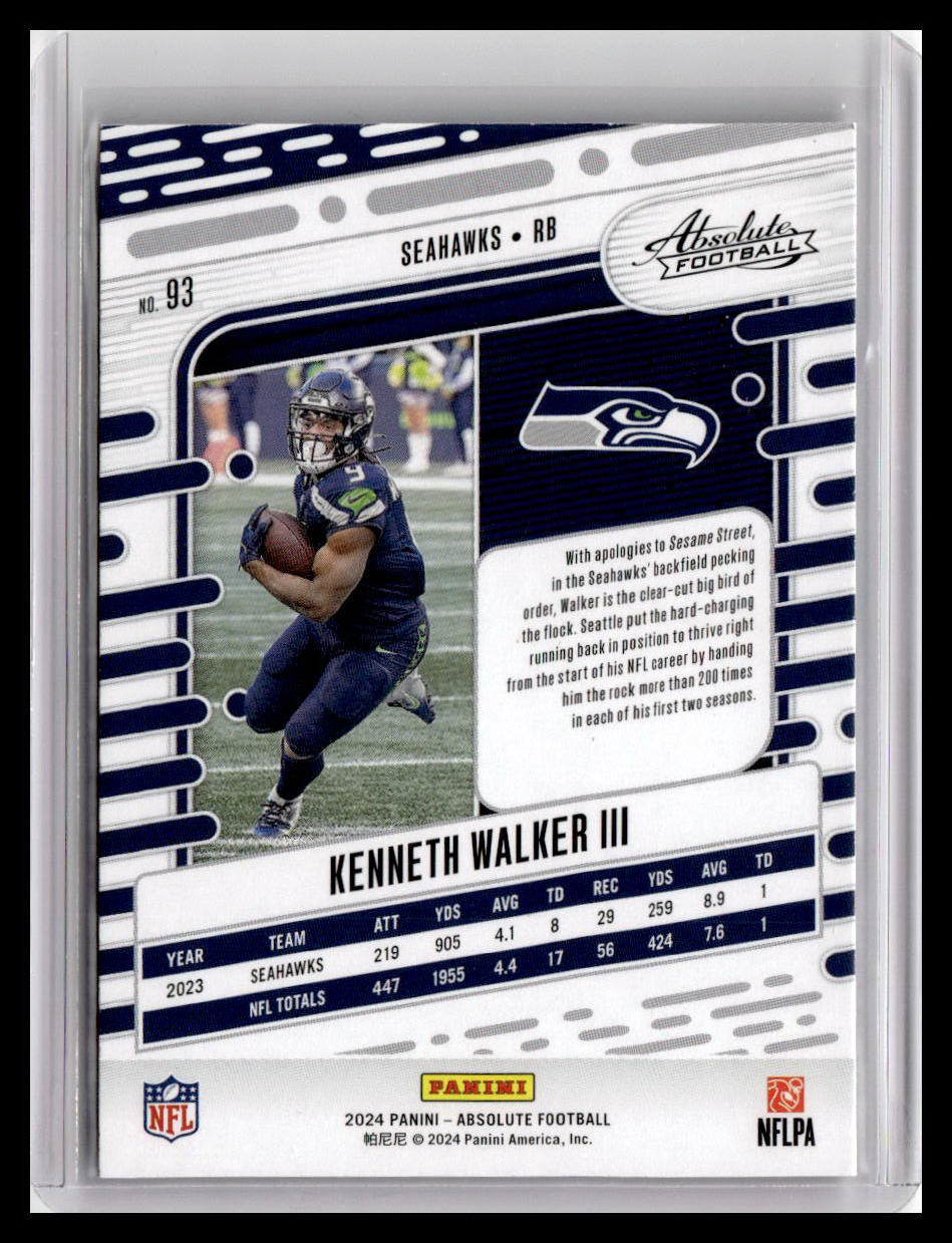 2024 Panini Absolute #93 Kenneth Walker III Red & Blue Foil